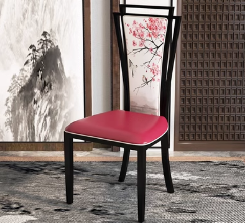 New new Chinese style backrest dining chair (leather print*peach blossom) (size: 42*46*108CM)