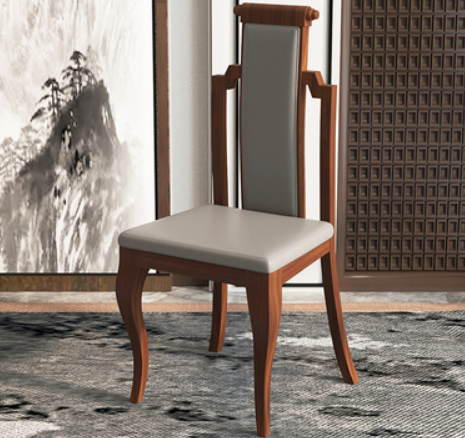 New new Chinese style backrest dining chair (light gray NAPA leather) (size: 41*46*108CM)