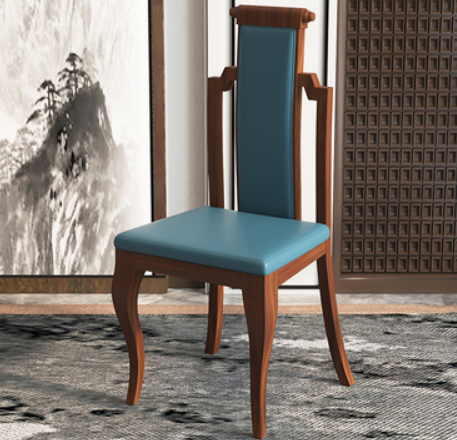New new Chinese style backrest dining chair (blue NAPA leather) (size: 41*46*108CM)