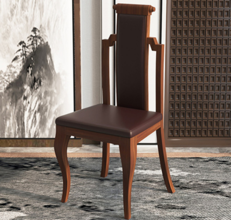 New new Chinese style backrest dining chair (coffee color NAPA leather) (size: 41*46*108CM)