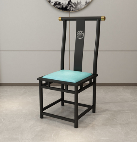 New retro style iron back dining chair (E type * black frame * blue cushion) (size: 45*45*105CM)
