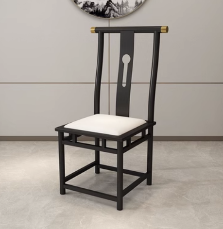 New retro style wrought iron backrest dining chair (F type * black frame * white cushion) (size: 45*45*105CM)