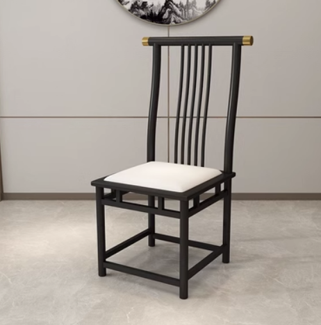 New retro style wrought iron backrest dining chair (G type * black frame * white cushion) (size: 45*45*105CM)