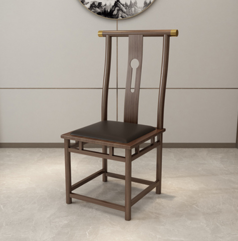 New retro style wrought iron backrest dining chair (F type * wood grain * coffee color cushion) (size: 45*45*105CM)