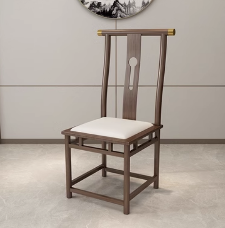 New retro style wrought iron backrest dining chair (F type *wood grain*white cushion) (size: 45*45*105CM)