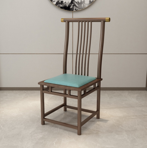 New retro style wrought iron backrest dining chair (G type *wood grain*blue cushion) (size: 45*45*105CM)