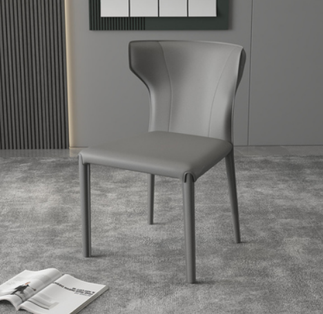 New Italian saddle leather backrest dining chair (dark gray) (size: 44*44*83.5CM)
