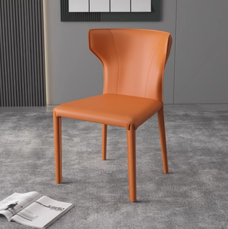 New Italian Saddle Leather Backrest Dining Chair (Orange) (Size: 44*44*83.5CM)
