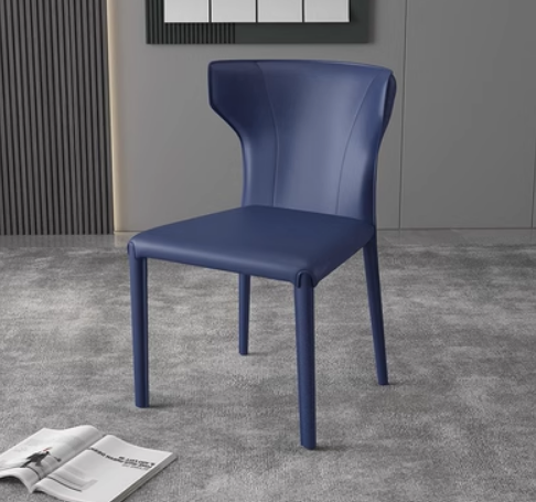 New Italian saddle leather backrest dining chair (sapphire blue) (size: 44*44*83.5CM)