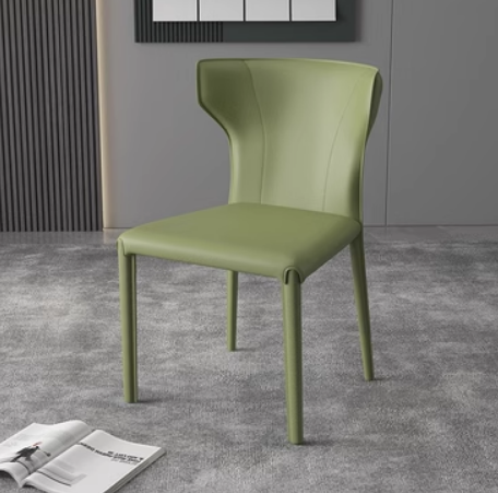 New Italian Saddle Leather Backrest Dining Chair (Bean Green) (Size: 44*44*83.5CM)