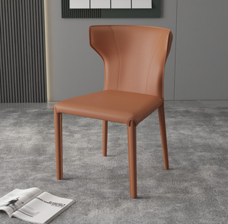 New Italian Saddle Leather Backrest Dining Chair (Light Brown) (Size: 44*44*83.5CM)