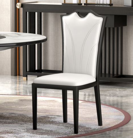 New Chinese style light luxury iron high back dining chair (L type* white leather) (size: 44*52*103CM)
