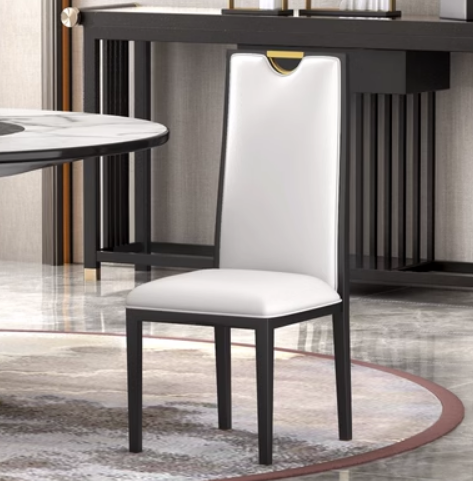 New Chinese style light luxury iron high back dining chair (M type * white leather) (size: 45*52*108CM)