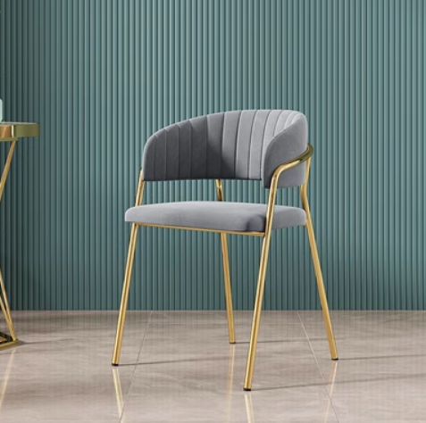 New light luxury, simple and fashionable backrest dining chair (01 model * gray velvet * titanium plated chair frame) (size: 45*45*78*47CM)