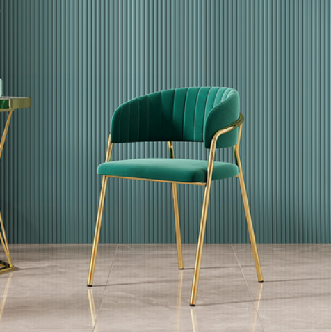 New light luxury, simple and fashionable backrest dining chair (01 model * green velvet * titanium plated chair frame) (size: 45*45*78*47CM)