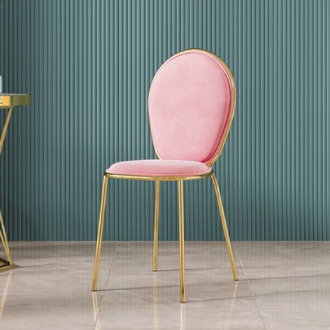 New light luxury, simple and fashionable backrest dining chair (02 model * pink velvet * titanium plated chair frame) (size: 43*40*91*45CM)