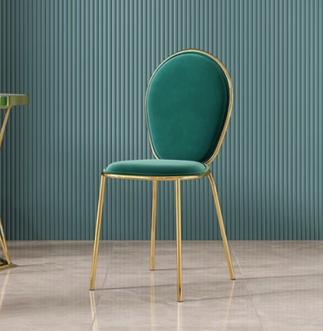 New light luxury, simple and fashionable backrest dining chair (02 model * green velvet * titanium plated chair frame) (size: 43*40*91*45CM)