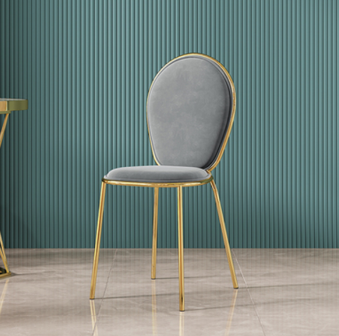 New light luxury, simple and fashionable backrest dining chair (02 model * gray velvet * titanium plated chair frame) (size: 43*40*91*45CM)