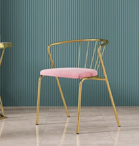 New light luxury, simple and fashionable backrest dining chair (03 model * pink velvet * titanium plated chair frame) (size: 40*40*72*46CM)
