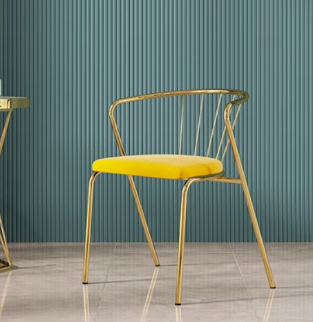 New light luxury, simple and fashionable backrest dining chair (03 model * yellow velvet * titanium plated chair frame) (size: 40*40*72*46CM)