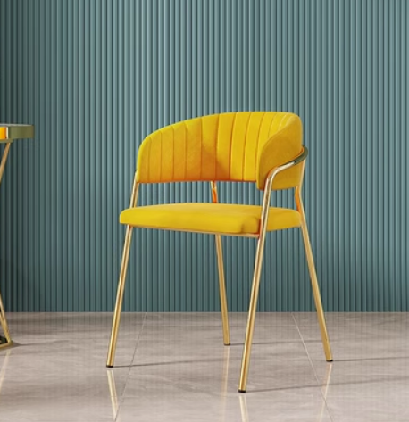 New light luxury, simple and fashionable backrest dining chair (01 model * yellow velvet * titanium plated chair frame) (size: 45*45*78*47CM)