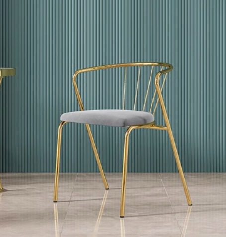 Hot selling light luxury, simple and fashionable backrest dining chair (03 models * gray velvet * titanium plated chair frame) (size: 40*40*72*46CM)
