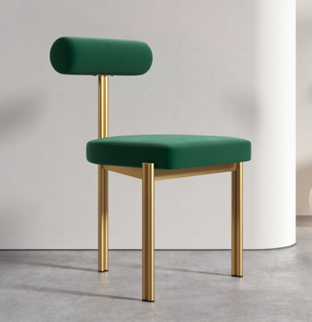 Hot selling light luxury triangular gold-plated backrest dining chair (green velvet*gold frame) (size: 45*45*78CM)