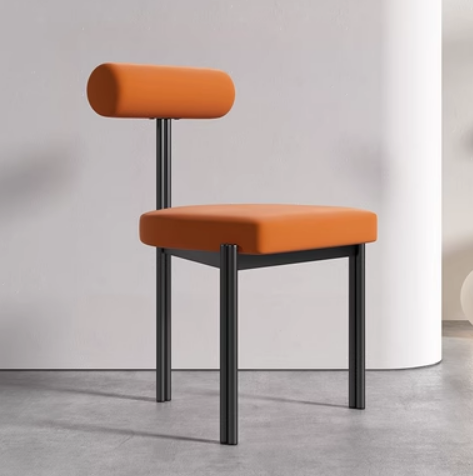 Hot selling light luxury simple triangle backrest dining chair (orange velvet * black frame) (size: 45*45*78CM)