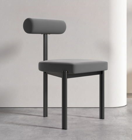 Hot selling light luxury simple triangle backrest dining chair (grey velvet * black frame) (size: 45*45*78CM)