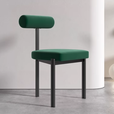 Hot selling light luxury simple triangle backrest dining chair (green velvet * black frame) (size: 45*45*78CM)