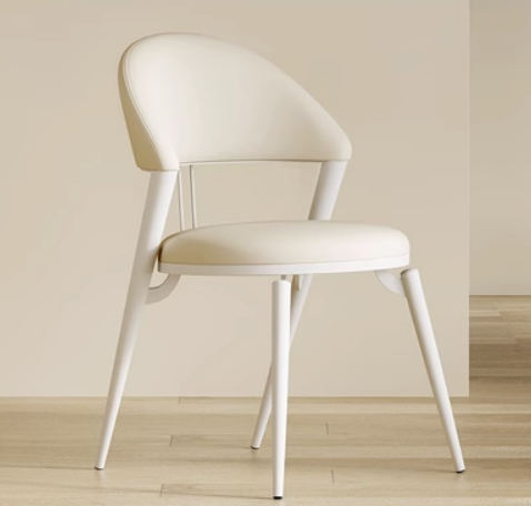 Hot selling Italian light luxury simple backrest dining chair (white*white legs*Napa leather) (size: 49*53*81CM)