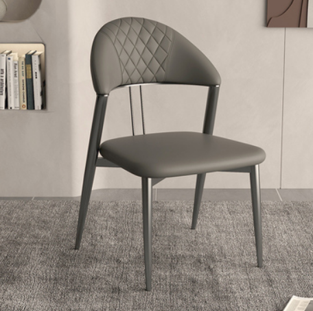 Hot selling Italian light luxury simple backrest dining chair (grey*black titanium frame) (size: 49*53*81CM)