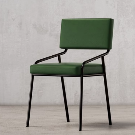 Hot selling retro style iron backrest dining chair (green waxed leather) (size: 48*48*77CM)