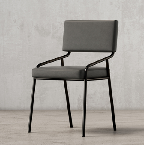 Hot selling retro style wrought iron backrest dining chair (grey waxed leather) (size: 48*48*77CM)