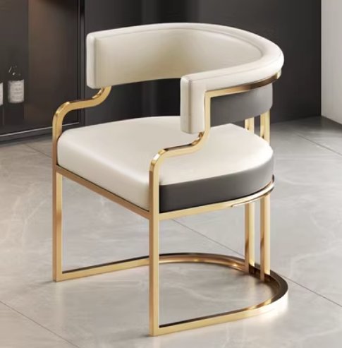 Hot selling light luxury backrest dining chair for use (latex model*off-white+dark gray) (size: 56*52*72.5*45CM)