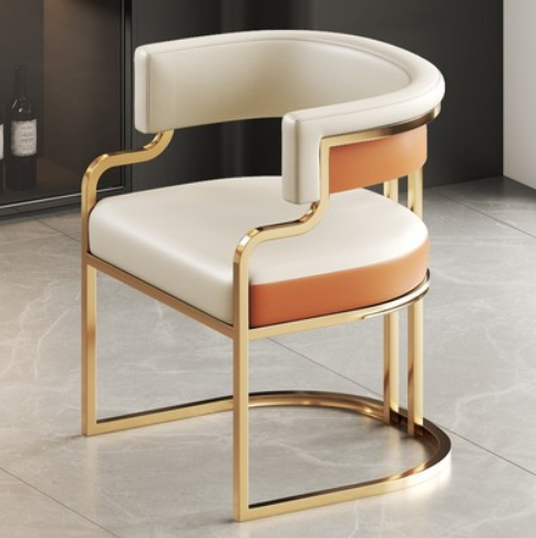 Hot selling light luxury backrest dining chair (latex model*off-white+orange) (size: 56*52*72.5*45CM)