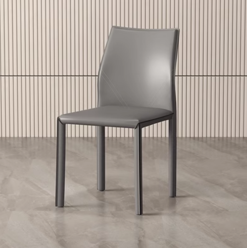 Hot selling light luxury saddle leather dining chair with backrest (dark gray) (size: 45*55*83*46CM)