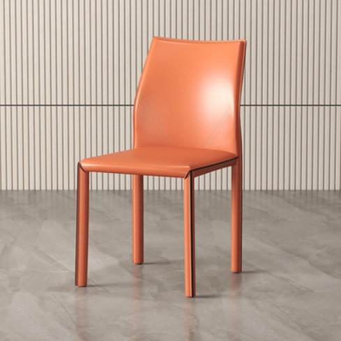 Hot selling light luxury saddle leather dining chair with backrest (orange) (size: 45*55*83*46CM)