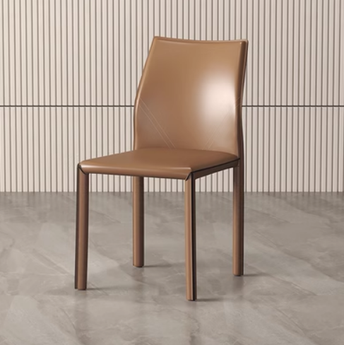 Hot selling light luxury saddle leather dining chair with backrest (light brown) (size: 45*55*83*46CM)