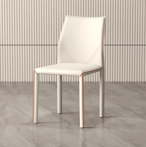 Hot selling light luxury saddle leather dining chair with backrest (cream color) (size: 45*55*83*46CM)