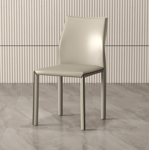 Hot selling light luxury saddle leather dining chair with backrest (off-white) (size: 45*55*83*46CM)