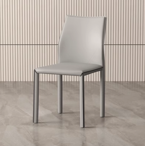 Hot selling light luxury saddle leather dining chair with backrest (light gray) (size: 45*55*83*46CM)