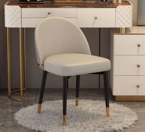 Hot selling Nordic light luxury backrest dining chair (light gray + dark gray * black gold legs) (size: 40*40*77CM)