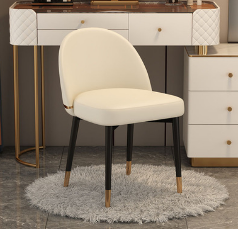 Hot selling Nordic light luxury backrest dining chair (off-white*black gold legs) (size: 40*40*77CM)