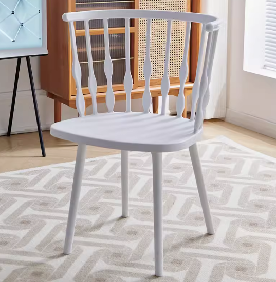 Hot selling modern simple ins plastic backrest dining chair (white) (size: height 83CM, seat width 50CM)