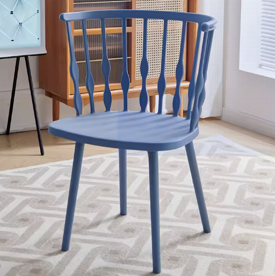 Hot Selling Modern Simple Ins Plastic Backrest Dining Chair (Grid Blue) (Size: Height 83CM, Sitting Width 50CM)