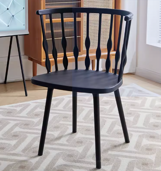 Hot selling modern simple ins plastic backrest dining chair (black) (size: height 83CM, seat width 50CM)