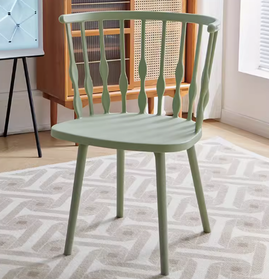 Hot selling modern simple ins plastic backrest dining chair (matcha green) (size: height 83CM, seat width 50CM)