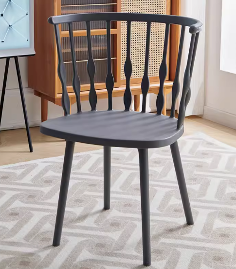 Hot selling modern simple ins plastic backrest dining chair (plain gray) (size: height 83CM, seat width 50CM)