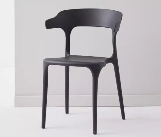 Hot selling simple thickened version of plastic backrest horn dining chair (mysterious black) (size: 41*42*75CM)